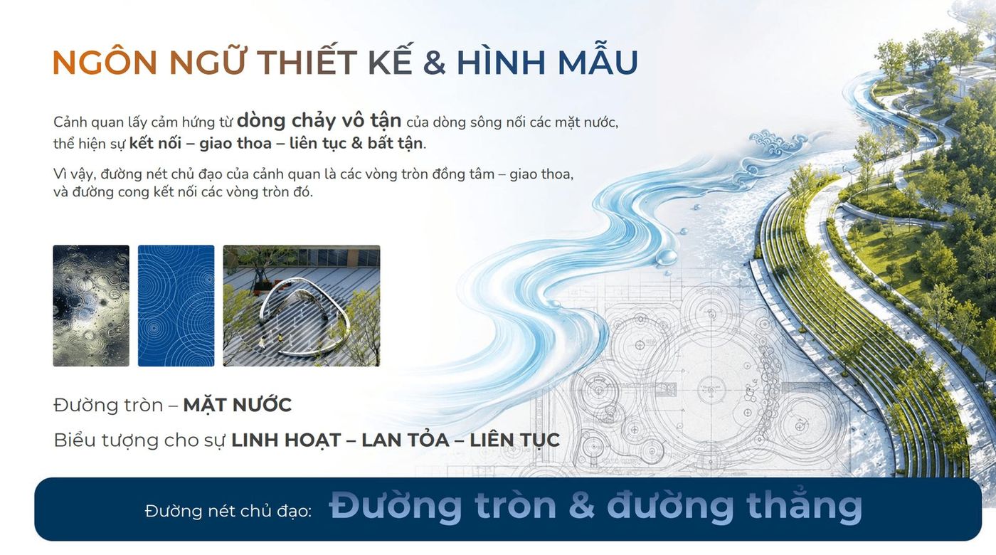 Ngôn ngữ thiết kế cảnh quan TT Genesis lấy cảm hứng từ dòng chảy
